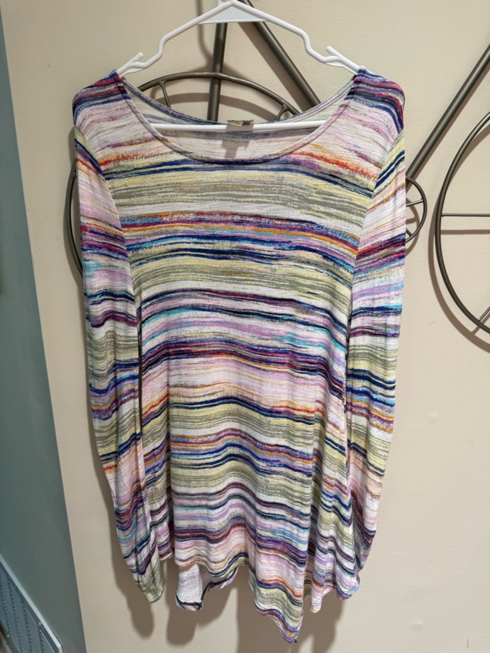 Cupio Women’s Long Sleeve Striped Lightweight Knit Top - Multicolor Size S/P